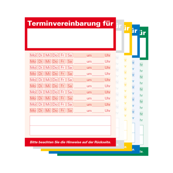 Terminzettel, alle Varianten