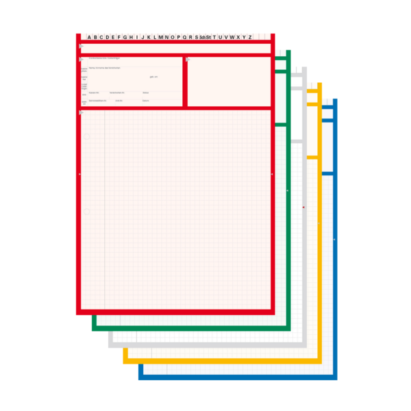 Karteiblätter in allen Farben, Vorderseite