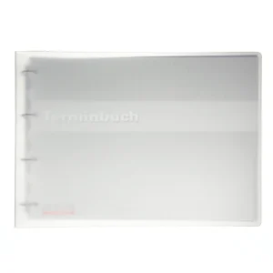 Ringbuch 52 cm aus transparent-mattem Plastik im Terminbuch ist eine Einlage mit der Aufschrift "Terminbuch" eingeheftet