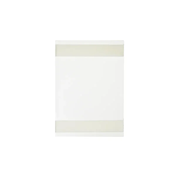 Halter für ein Türschild aus transparentem Kunststoff im Format DIN A6 mit Klebestreifen zur Befestigung oben und unten.